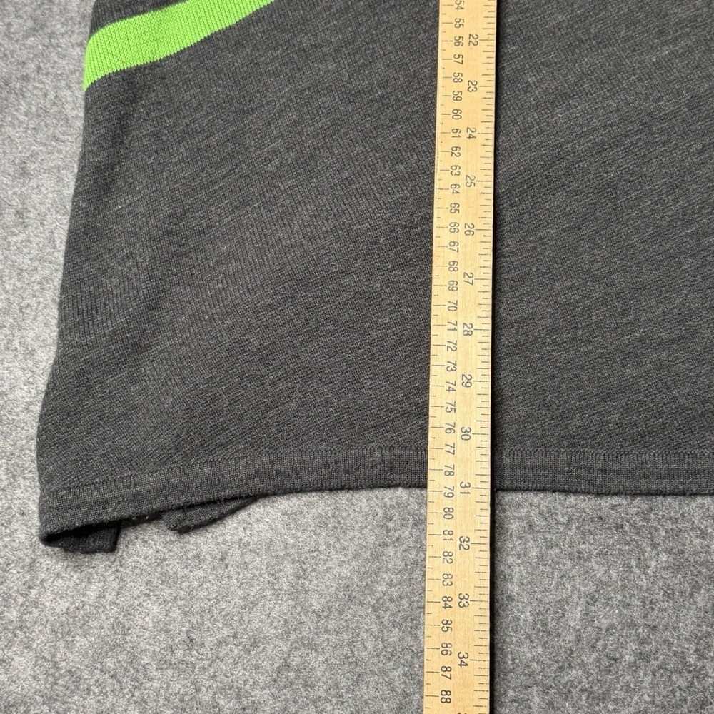 Mecca Sweater Mens XXL Gray Green Crewneck Striped Embroidered Logo Y2K - Picture 6 of 9